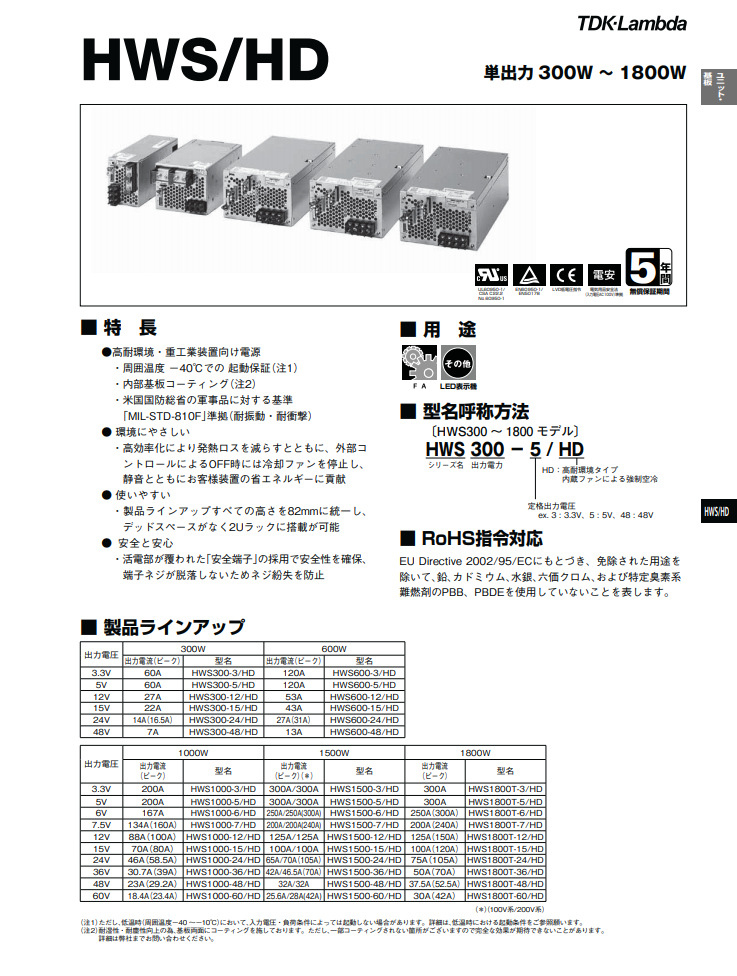 TDK拉姆达电源模块HWS50A-12/A